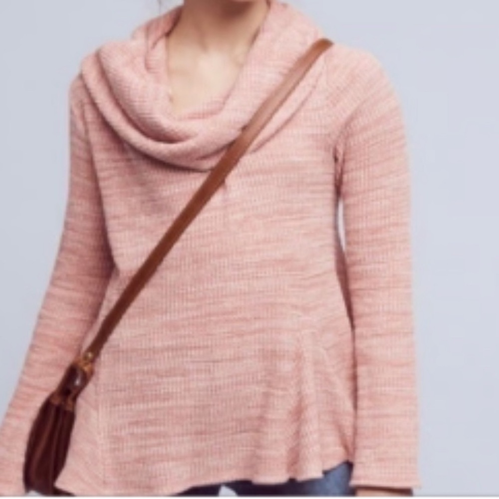 Anthropologie Pink Cowl Neck Sweater
